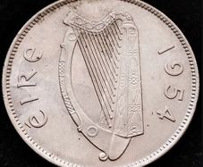 [#413] - Ireland 1954 | Irish 2s | Irish Florin | Salmon | KM.15a | High Grade
