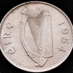 [#413] - Ireland 1954 | Irish 2s | Irish Florin | Salmon | KM.15a | High Grade