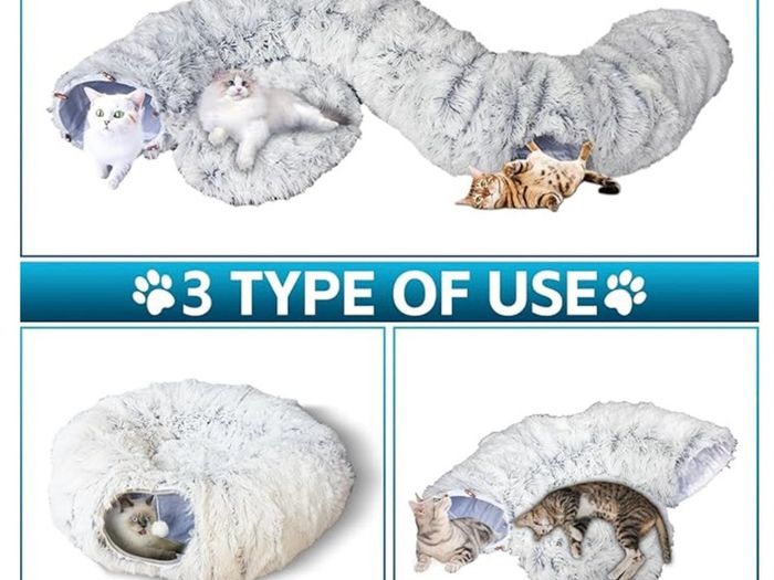 EasyStar, Plush Cat Tunnel for Indoor Cats, 80x25cm,