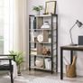Bookcase, 4 Tier Storage Shelf, for Living Room, Office, Easy Assembly, Industrial Style, Chipboard and Steel, Greige and Black Image 2