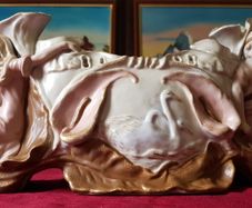 Circa 1897-1906 Collector's Piece Antique Ernst Wahliss Depose EW Turn Wien Large Porcelain Centerpiece Vase / Jardiniere Made In Austria