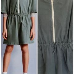 Zara Kids Grey/Green Hooded Zipper Jumpsuit Age 13-14