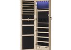Jewellery cabinet jewelry cabinet hanging, lockable mirror cabinet, wall cabinet with mirror and numerous compartments, wall mounting, hanging on the door, for necklaces, earrings, oak
