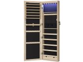 Jewellery cabinet jewelry cabinet hanging, lockable mirror cabinet, wall cabinet with mirror and numerous compartments, wall mounting, hanging on the door, for necklaces, earrings, oak