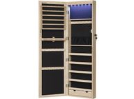 main image for ad Jewellery cabinet jewelry cabinet hanging, lockable mirror cabinet, wall cabinet with mirror and numerous compartments, wall mounting, hanging on the door, for necklaces, earrings, oak