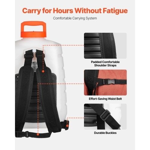 Battery Powered Backpack Sprayer 15.1 L Tank 0-90 PSI Adjustable Pressure  Features & Details No More Hand Pumping: Spraying has never been easier! VEVOR's battery-powered sprayer features a durable 8Ah lithium-ion battery, which can spray for 4-6 hou