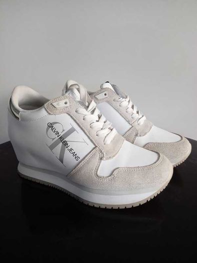 Calvin Klein Leather Platform Slip-On Shoes UK 3.5