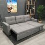 Sofa bed chaiselongue with storage Light Grey fabric. Image 3