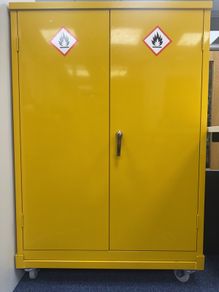 Flammable Liquid Storage Cabinet COSHH Chemical Safety Cabinet on Castors, 910mm