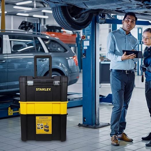 STANLEY Essential Rolling Workshop Toolbox, 3-in1 Stackable Units, Portable Tool Solution, STST1-80151