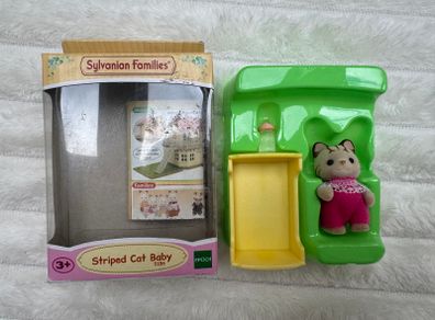 Sylvanian Families Striped Cat Baby 5186 Opened Damaged Box Please see pictures