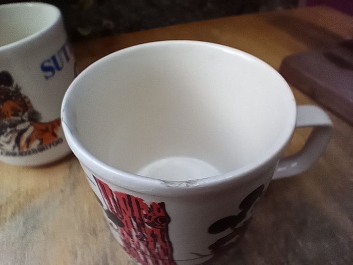 Carrigaline pottery, Pair promotional mugs, vintage advertising, 1980s, 1970s