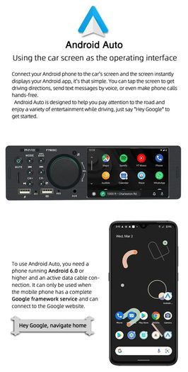 1 Din 4" CarPlay Car Radio Bluetooth Android-Auto MP5 Player Handfree A2DP USB Stereo Audio System Multimedia Head Unit