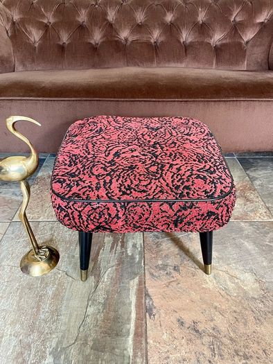 Vintage Rare Mid Century Sherborne Style Footstool with Atomic Legs 1960s