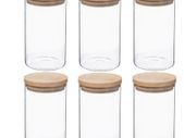 BRAND NEW Glass jars with wooden lid set of 6pcs 1L