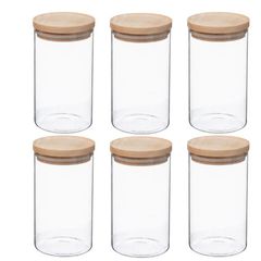 BRAND NEW Glass jars with wooden lid set of 6pcs 1L