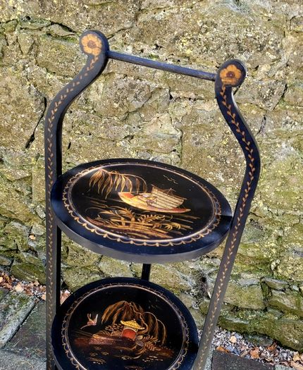 Antique laquered chinoiserie cakestand