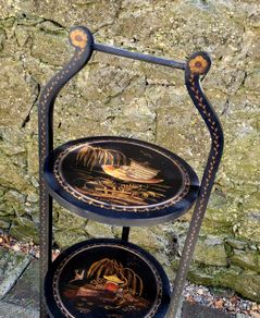 Antique laquered chinoiserie cakestand