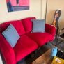 Two Seater Red Velvet Sofa Image 4