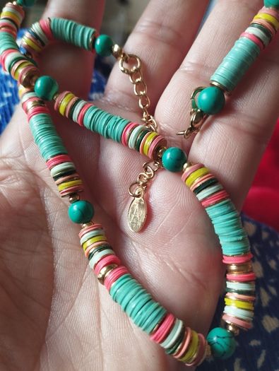 A vibrant necklace.