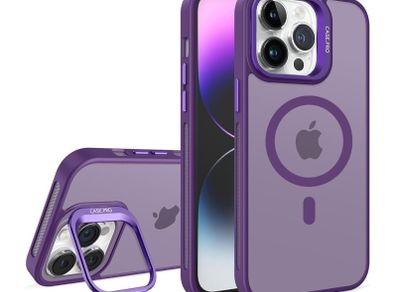 For Apple iPhone 16 Pro Max Skin-Feel Camera Holder Magsafe Case Purple
