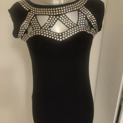 River Island long line black detailed top size UK14 EU42 Postage included