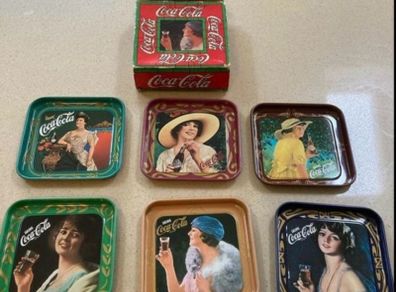 Coca Cola 6 Metal Liberty Coasters