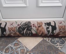 Door draught excluder, cushion guard embroidery with cats pattern