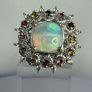 Ethiopian Opal, White Zircon Multi-Tourmaline Cosmo Ring Image 2