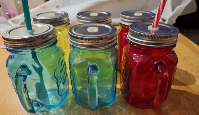 Engraved Coloured Glass Mason Jars with Metal Lid
