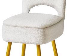 Small Storage Vanity Stool with Folding Backrest, 12.99" x 13.78" x 31.5" Square Teddy Velvet Ottoman, Makeup Chair for Living Room, 4 Metal Legs with Anti-Slip Feet, White