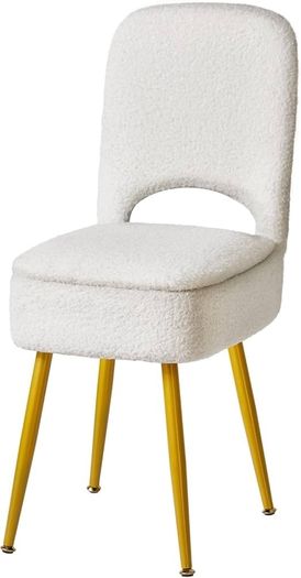 Small Storage Vanity Stool with Folding Backrest, 12.99" x 13.78" x 31.5" Square Teddy Velvet Ottoman, Makeup Chair for Living Room, 4 Metal Legs with Anti-Slip Feet, White