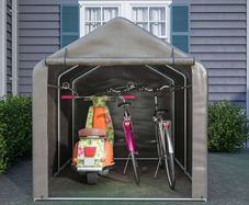 2.2M 1.6M Garden Waterproof Anti-UV Bike Storage Tent Bicycle Motorcycle Shed Shelter Outdoor Backyard Steel Frame PE Cover Zipper Door Large Grey