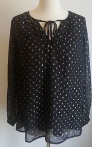Pep & Co Ladies Top Blouse New With Tags Black & Silver Size 10