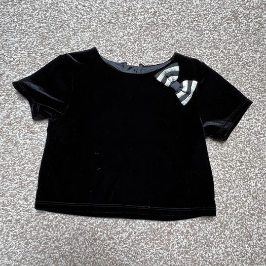 Girls black velvet velour top 5-7 yo dunnes stores