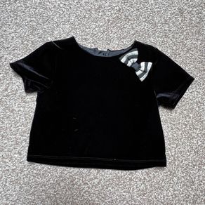 Girls black velvet velour top 5-7 yo dunnes stores