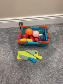Kids fruit and veg basket and chopping boards