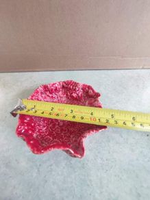 Vintage Bowl, Burnt Red Ruffled Crest Edge Small Dish Or Ashtray
