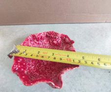 Vintage Bowl, Burnt Red Ruffled Crest Edge Small Dish Or Ashtray