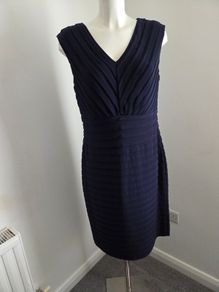 Like new. Precis Petite size 16 fully lined navy tiered v-neck dress.
