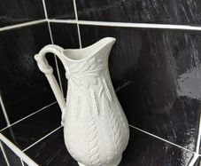 Antique Dudson Relief Mould Pitcher Circa 1860 . Fern Relief Design. 8 Inches High.