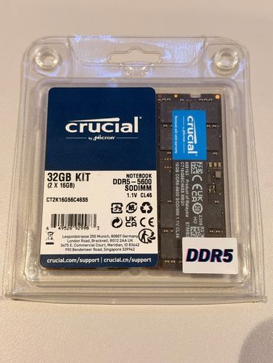 Crucial 32gb Kit (2x16gb) Ddr5-5600 Sodimm Memory