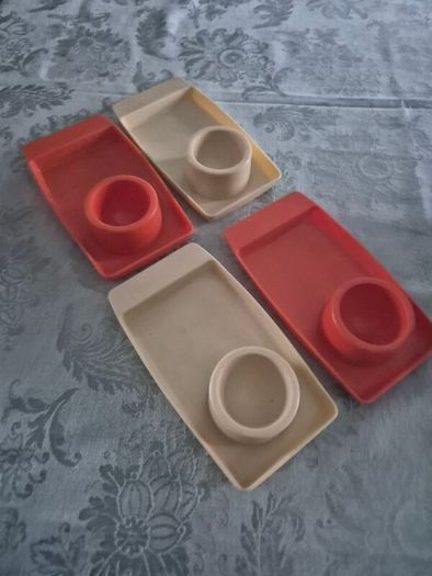 Vintage 1970s Retro Mid Century breakfast boiled egg/toast trays originals