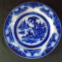 Antique Petrus Regout Blue Flow Ware Kong Pattern Plate