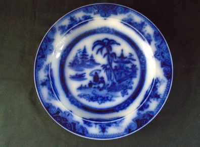 Antique Petrus Regout Blue Flow Ware Kong Pattern Plate