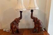 Vintage pair of matching carved good luck elephants c1970 (shades not included)