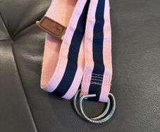 Abercrombie & Fitch D-Ring Belt Pink & Navy Stripe