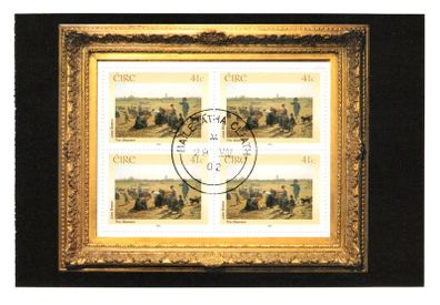 2002 Ireland 140th Anniversary of National Gallery of Ireland 1st Issue Commemorative Stamp Booklet Pane (HB134) "The Gleaners" by Jules Adolphe Aime Louis Breton, Fine Used