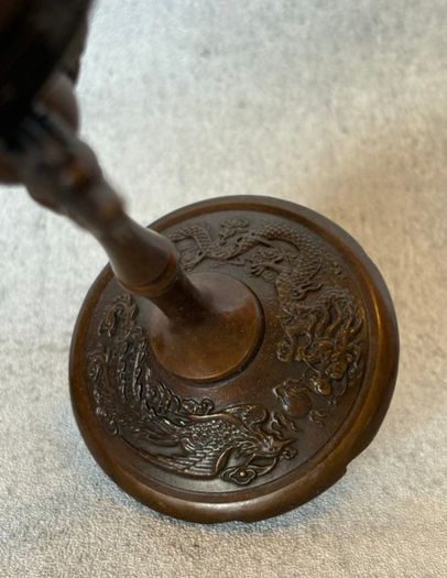 Pair Of Antique Bronze Boshan Incense Burners - Bronze