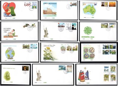 Collection 1988 Ireland Commemorative Stamps An Post First Day Cover (FDC). Collection of 12 covers.